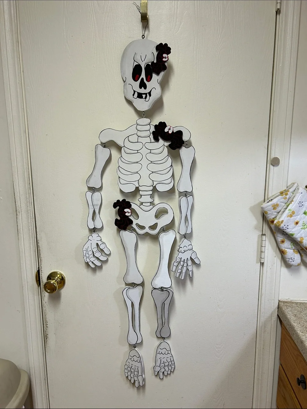Wood White Decorative Hanging Skeleton Wall Art - Halloween Decor